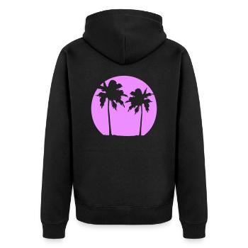 Deux Palmiers Île Soleil Coucher De Soleil Rond Rose - Veste à capuche bio Premium Unisexe - noir - Dos - Nico (187cm)