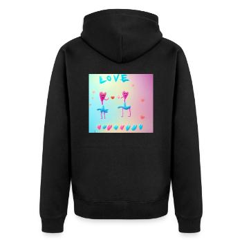 Art autiste – Amour - Veste à capuche bio Premium Unisexe - noir - Dos - Nico (187cm)