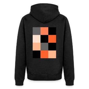 Orange Pixel - Unisex Premium Organic Zip Hoodie - black - Back - Nico (187cm)