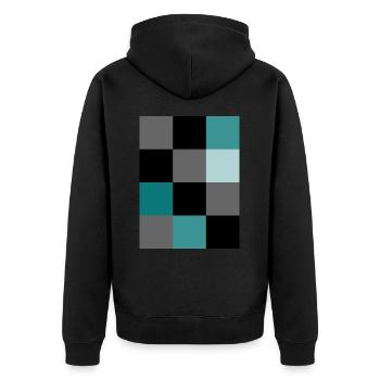 Teal Pixel - Unisex Premium Organic Zip Hoodie - black - Back - Nico (187cm)