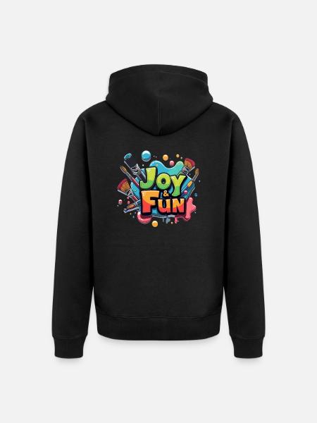 JOY AND FUN - Unisex Premium Organic Zip Hoodie - black