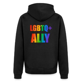 LGBTQ-Verbündeter - Unisex Premium Bio Zip Hoodie - Schwarz - Hinten - Nico (187cm)