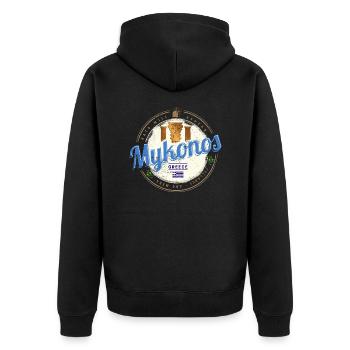Mykonos Kykladen Inseln Griechenland Souvenir - Unisex Premium Bio Zip Hoodie - Schwarz - Hinten - Nico (187cm)