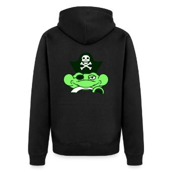 Frosch Kapitän Mütze Kröte Lustig Comic Cartoon - Unisex Premium Bio Zip Hoodie - Schwarz - Hinten - Nico (187cm)