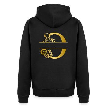 Personalized Letter o Gold Floral - Gift Idea - Unisex Premium Organic Zip Hoodie - black - Back - Nico (187cm)