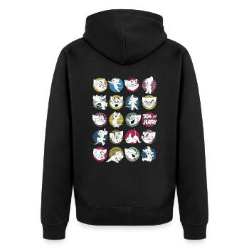 Tom Und Jerry Ikonische Ausdrücke Mit Logo - Unisex Premium Bio Zip Hoodie - Schwarz - Hinten - Nico (187cm)
