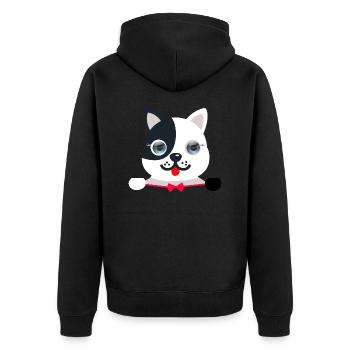 Chat élégant et festif avec un papillon festif rouge - Veste à capuche bio Premium Unisexe - noir - Dos - Nico (187cm)