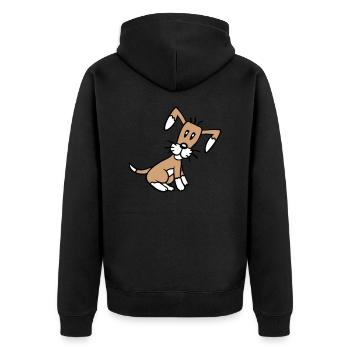 chien assis mignon petit chiot heureux animal de compagnie - Veste à capuche bio Premium Unisexe - noir - Dos - Nico (187cm)