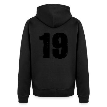 19 - Unisex Premium Bio Zip Hoodie - Schwarz - Hinten - Nico (187cm)
