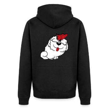 chien papillon nez mignon drôle heureux bande dessinée - Veste à capuche bio Premium Unisexe - noir - Dos - Nico (187cm)