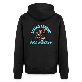 Living Legend Old Rocker - Bigfoot Pensioner - Unisex Premium Organic Zip Hoodie - black - Back - Nico (187cm)