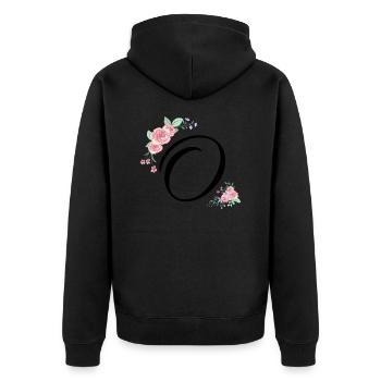 Letter o fleurs - Veste à capuche bio Premium Unisexe - noir - Dos - Nico (187cm)
