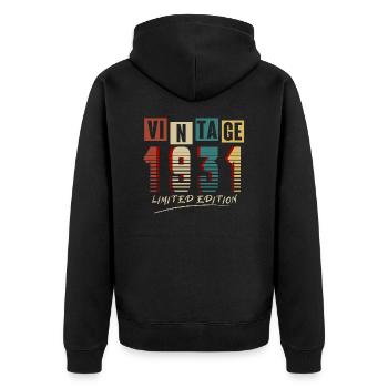 Vintage 1931 : Edition Limitée - 94e anniversaire. - Veste à capuche bio Premium Unisexe - noir - Dos - Nico (187cm)