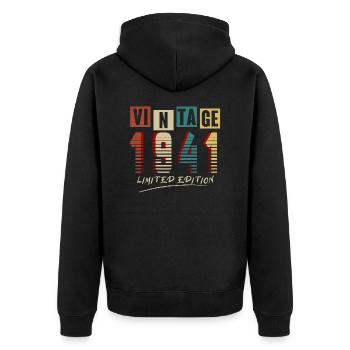 Vintage 1941 : Edition Limitée - 84e anniversaire. - Veste à capuche bio Premium Unisexe - noir - Dos - Nico (187cm)