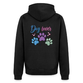 Hundeliebhaber - Hundepfote - Unisex Premium Bio Zip Hoodie - Schwarz - Hinten - Nico (187cm)