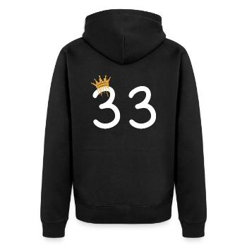 33 - Unisex Premium Organic Zip Hoodie - black - Back - Nico (187cm)