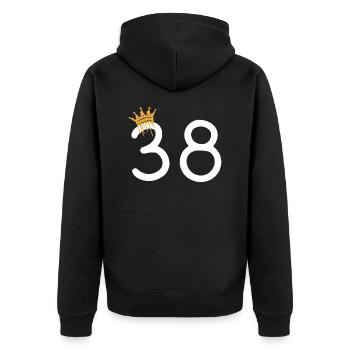 Elegant birthday number 38 with crown - Unisex Premium Organic Zip Hoodie - black - Back - Nico (187cm)