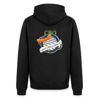 CBO | Chief BBQ Officer Grillen - Unisex Premium Bio Zip Hoodie - Schwarz - Hinten - Nico (187cm)