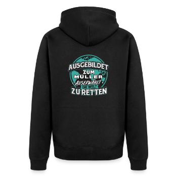Müller Mühle Mühlen Mühlenwirtschaft Geschenk - Unisex Premium Bio Zip Hoodie - Schwarz - Hinten - Nico (187cm)