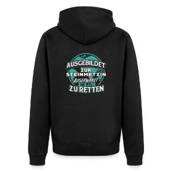 Steinmetzin Steinhauerin Grabstein Geschenk - Unisex Premium Bio Zip Hoodie - Schwarz - Hinten - Nico (187cm)