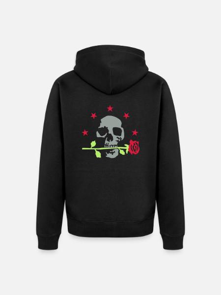 death_rose_092011_d_3c - Unisex Premium Organic Zip Hoodie - black