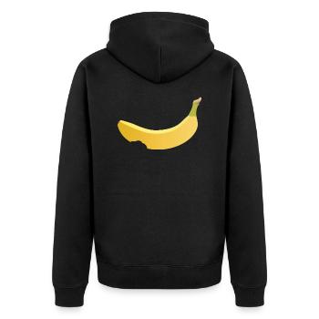 angebissene Banane - Unisex Premium Bio Zip Hoodie - Schwarz - Hinten - Nico (187cm)