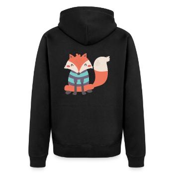 Sweet fox with Ringelpulli - Unisex Premium Organic Zip Hoodie - black - Back - Nico (187cm)