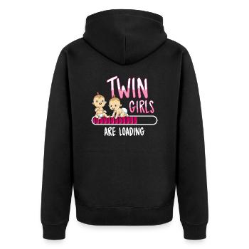 Twin Girls loading Schwangerschaft Zwillinge Babys - Unisex Premium Bio Zip Hoodie - Schwarz - Hinten - Nico (187cm)