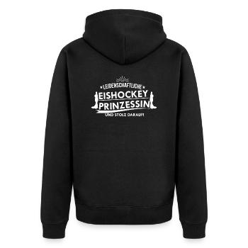 Leidenschaftliche Prinzessin Eishockey - Unisex Premium Bio Zip Hoodie - Schwarz - Hinten - Nico (187cm)