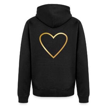 Herz Gold - Unisex Premium Bio Zip Hoodie - Schwarz - Hinten - Nico (187cm)