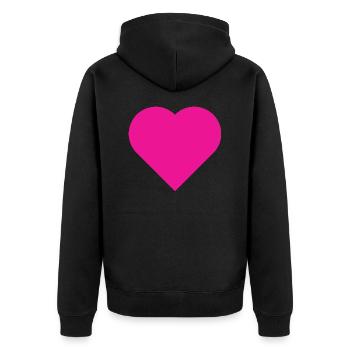 Pink heart simple - Unisex Premium Organic Zip Hoodie - black - Back - Nico (187cm)