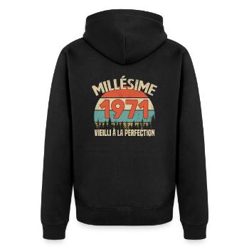 Millésime 1971 Cadeau Anniversaire Humour - Veste à capuche bio Premium Unisexe - noir - Dos - Nico (187cm)