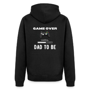 Game Over Dad To Be Controller White - Unisex Premium Organic Zip Hoodie - black - Back - Nico (187cm)
