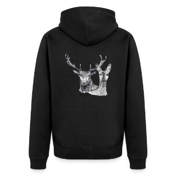 Cerfs et biches - Veste à capuche bio Premium Unisexe - noir - Dos - Nico (187cm)