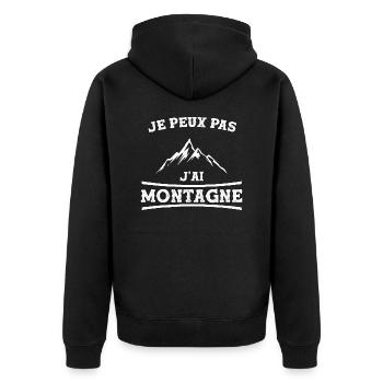 J'ai Montagne Cadeau Humour Personnalisé - Veste à capuche bio Premium Unisexe - noir - Dos - Nico (187cm)
