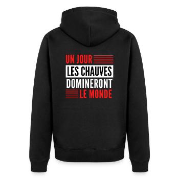 Un jour les chauves domineront le monde - Veste à capuche bio Premium Unisexe - noir - Dos - Nico (187cm)
