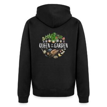 Queen of the garden - Unisex Premium Bio Zip Hoodie - Schwarz - Hinten - Nico (187cm)