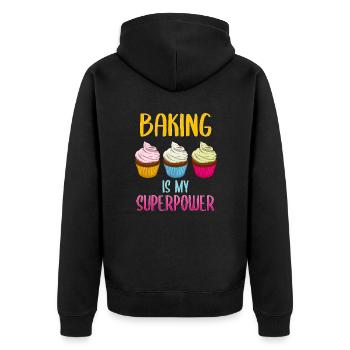 La boulangerie est mon superpouvoir boulanger chef pâtissier - Veste à capuche bio Premium Unisexe - noir - Dos - Nico (187cm)