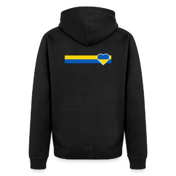 Ukraine ruban bleu-jaune avec cœur - Veste à capuche bio Premium Unisexe - noir - Dos - Nico (187cm)