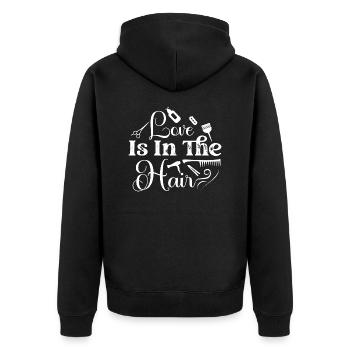 Love Is In The Hair Hair Cutting Barber Shop - Unisex Premium Organic Zip Hoodie - black - Back - Nico (187cm)