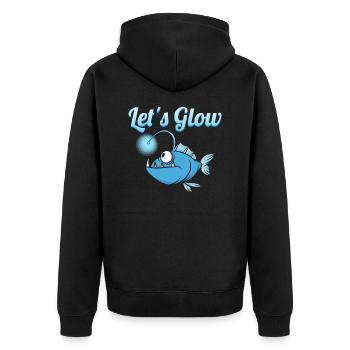 Let's Glow It's My Birthday Marine Biology Ocean - Unisex Premium Bio Zip Hoodie - Schwarz - Hinten - Nico (187cm)