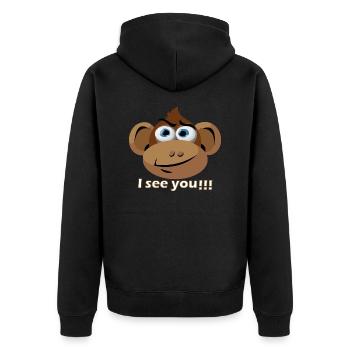 Singe qui dit, je te vois! - Veste à capuche bio Premium Unisexe - noir - Dos - Nico (187cm)