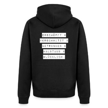 Festival Konzert betrunken Spaß Schrift - Unisex Premium Bio Zip Hoodie - Schwarz - Hinten - Nico (187cm)