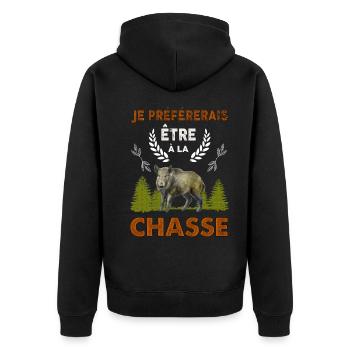 La Chasse Je Préfère Humour Chasseur - Veste à capuche bio Premium Unisexe - noir - Dos - Nico (187cm)
