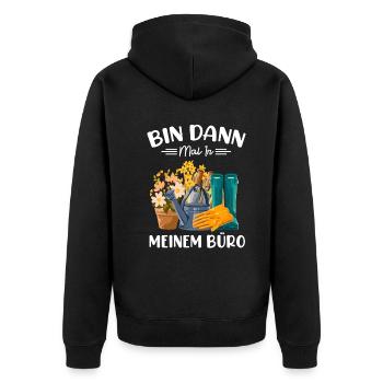 Bin Dann Mal In Meinem Büro Gartenarbeit Gärtner G - Unisex Premium Bio Zip Hoodie - Schwarz - Hinten - Nico (187cm)
