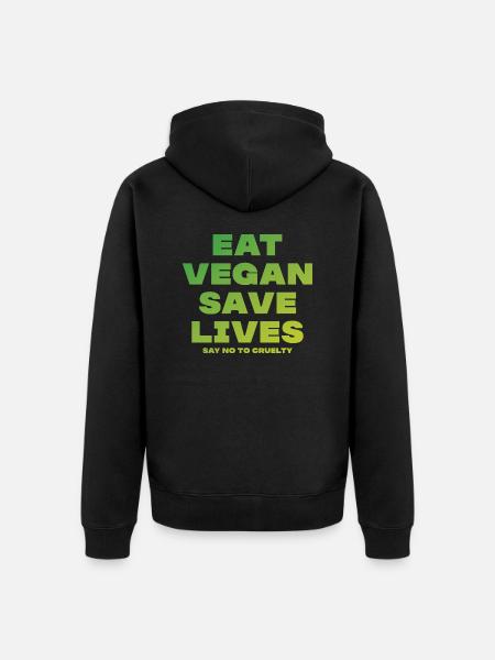 Eat vegan Tierschutz vegan Lifestyle - Premium økologisk unisex-hættejakke - sort