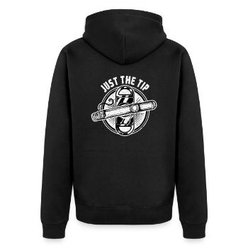 Just The Tip - Passionszigarre - Unisex Premium Bio Zip Hoodie - Schwarz - Hinten - Nico (187cm)