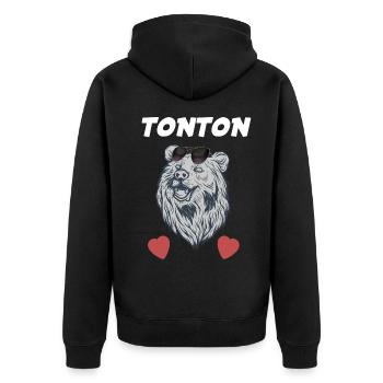 Tonton Ours Idée Cadeau Homme Oncle - Veste à capuche bio Premium Unisexe - noir - Dos - Nico (187cm)