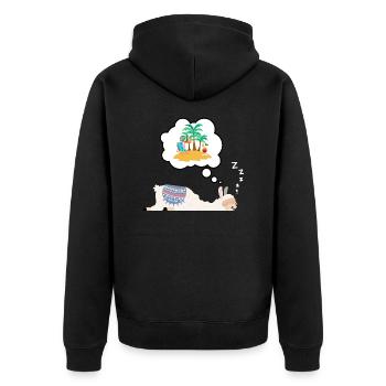 Alpaka träumt vom Strand - Unisex Premium Bio Zip Hoodie - Schwarz - Hinten - Nico (187cm)