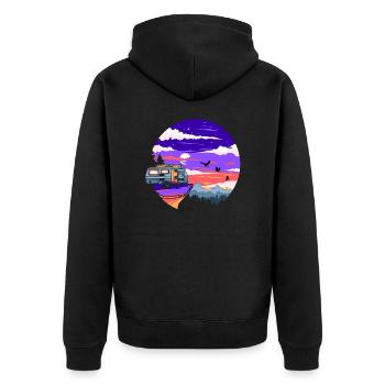 Kostenlos - Unisex Premium Bio Zip Hoodie - Schwarz - Hinten - Nico (187cm)
